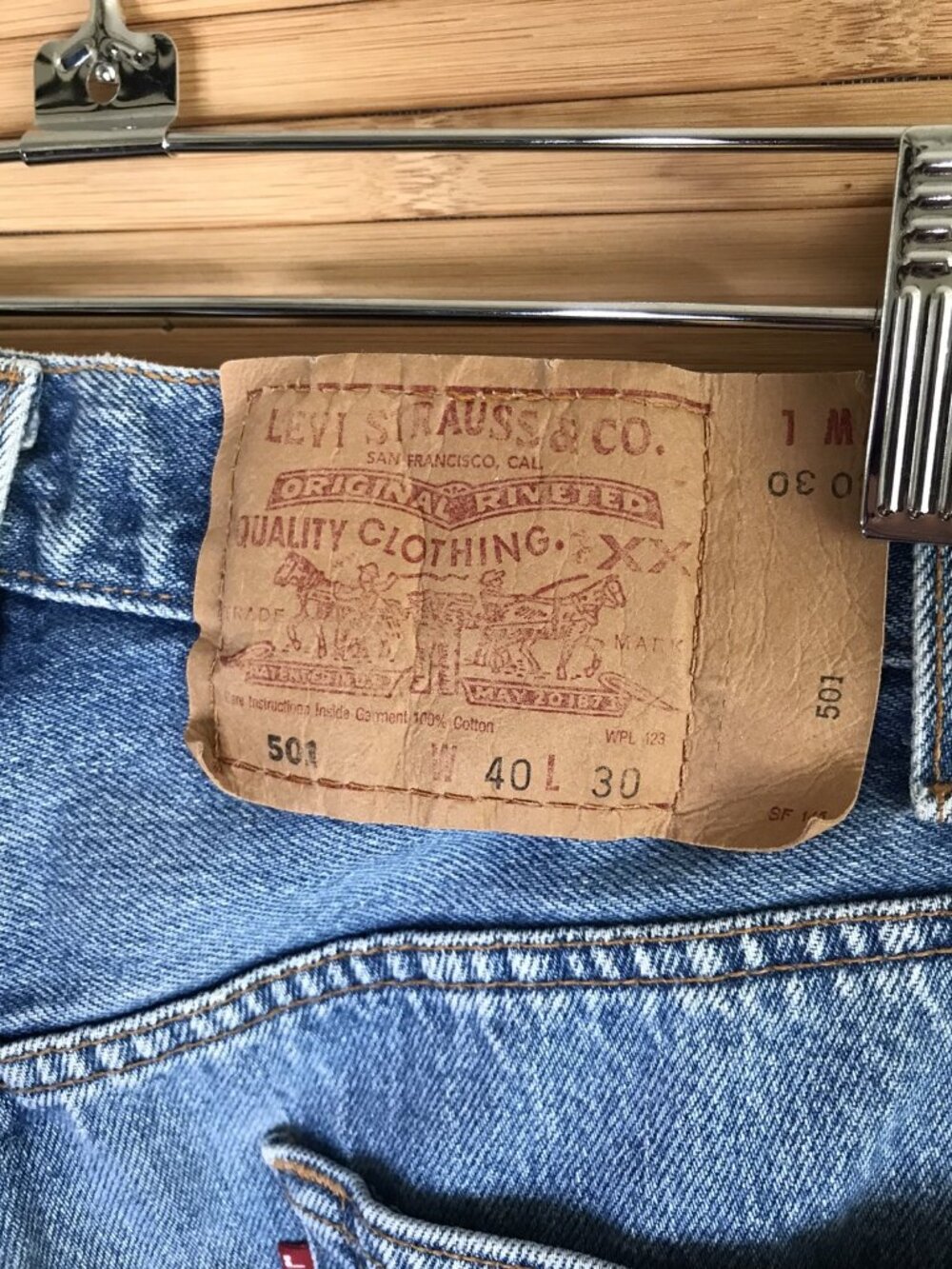 Vintage Levi 501 Jeans 40x30 act 36x29 2000 Y2K Button Fly Light Wash Levis VTG - Picture 6 of 10